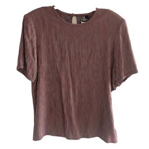Ali Miles Wine Striped Vintage Blouse Top Women’s Size 8 Medium Short Sleeve New